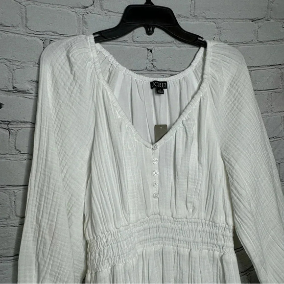 NWT J. Crew Scoop Neck Cotton Midi Dress Soft Gauze White Size Small - Picture 4 of 12